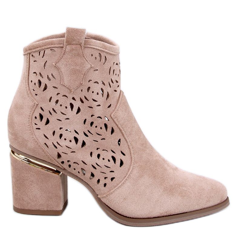 Botins de salto alto com aberturas Donovan Khaki bege
