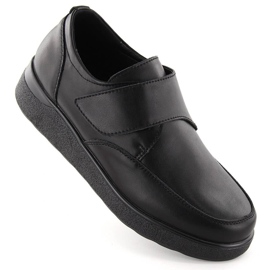 Sapatos femininos de couro com velcro, pretos, T.Sokolski J24-441