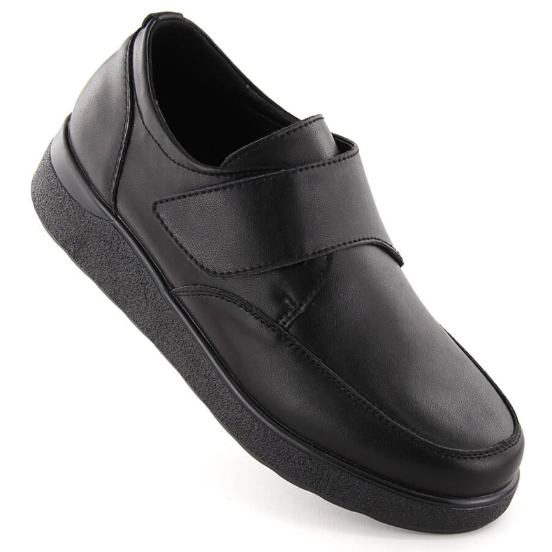 Sapatos femininos de couro com velcro, pretos, T.Sokolski J24-441