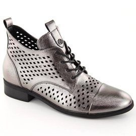 Botins femininos prateados com orifícios Potocki SZ12091 prata