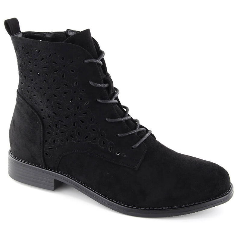 Botas femininas de camurça com aberturas, pretas S.Barski HY42-136 preto