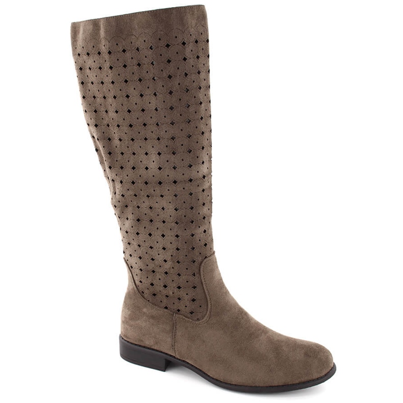 Botas femininas de camurça vazada, marrom Jezzi ASA142-50A castanho