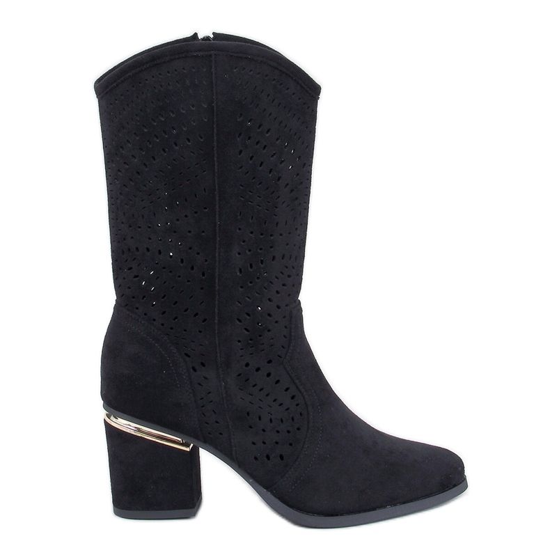 Lange Botas pretas de salto alto com aberturas preto