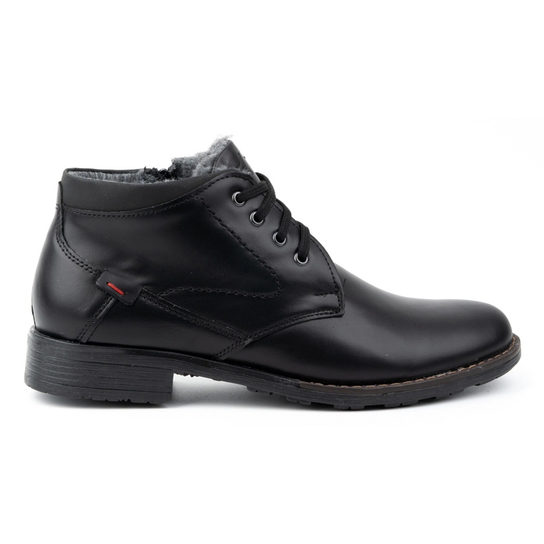Polbut Sapatos masculinos de couro de inverno C16S pretos com preto