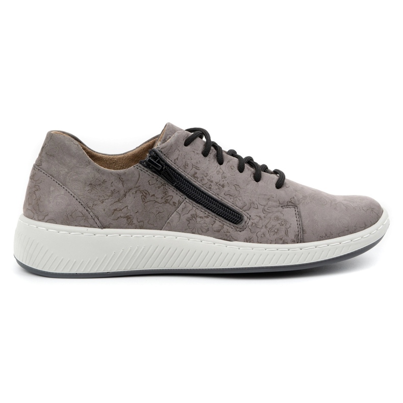 WASAK Sapatos femininos, tênis de couro 0602W, flores cinza