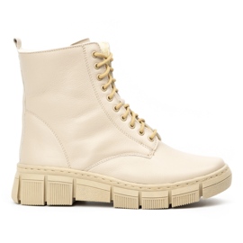 WASAK Botas femininas de couro de inverno 0660W cru bege