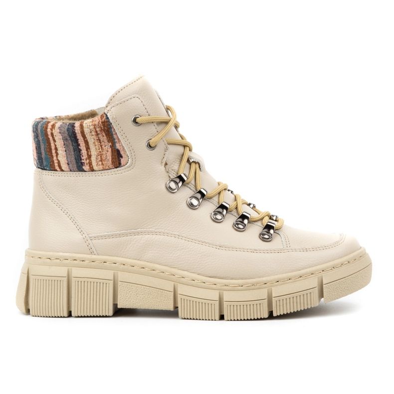 WASAK Botins femininos de couro de inverno 0698W, bege