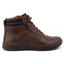 Olivier Sapatos masculinos de inverno, botins de couro 950MP, marrom castanho