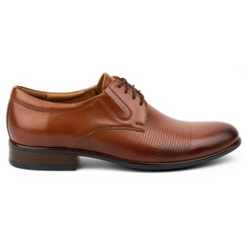 Kampol Sapatos formais masculinos de couro 324KAM castanhos marrom