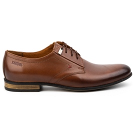 Kampol Sapatos formais masculinos de couro 331KAM castanhos marrom