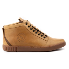 Polbut Botins masculinos de couro com isolamento 2122 castanho marrom