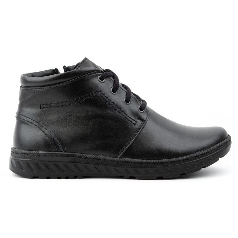 KOMODO Botins masculinos de couro com cadarço largo de inverno 926K preto KOMODO Botins masculinos de couro com cadarço largo de inverno 926K preto