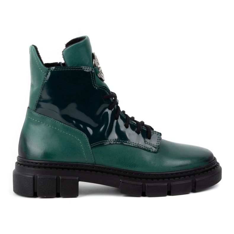 Olivier Botas femininas de couro com isolamento de inverno 1169 verdes