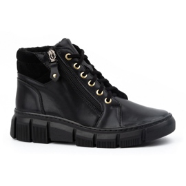 Olivier Botas femininas de couro com isolamento de inverno 1180 pretas preto Olivier Botas femininas de couro com isolamento de inverno 1180 pretas preto