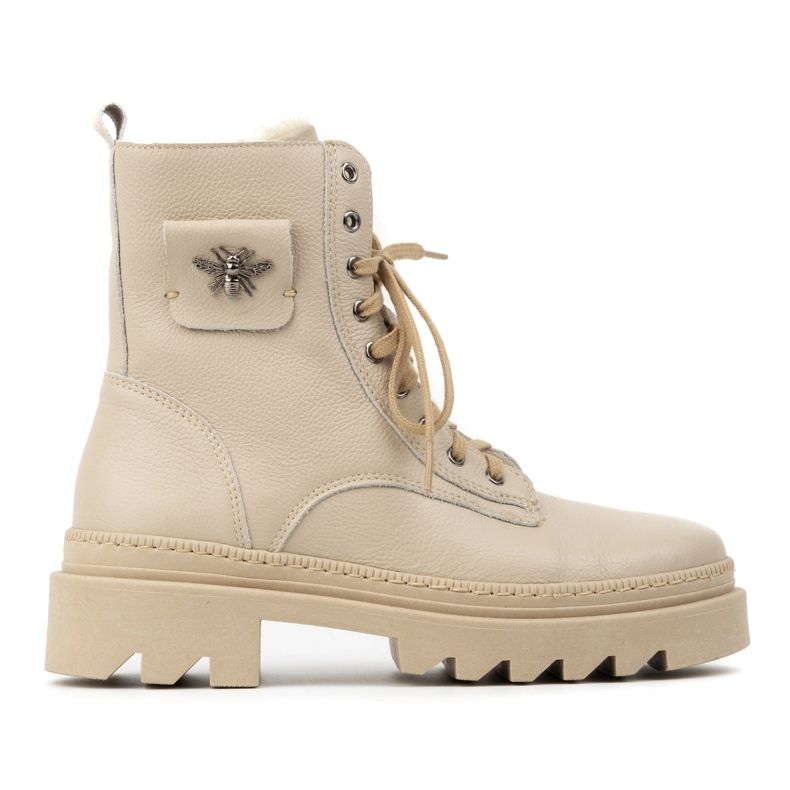 Olivier Botas femininas de inverno em couro com isolamento 1186, bege