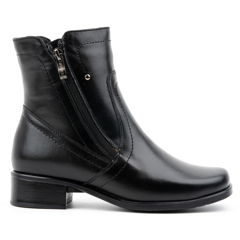 Olivier Botas femininas com isolamento de couro e dois zíperes 310BB, pretas preto