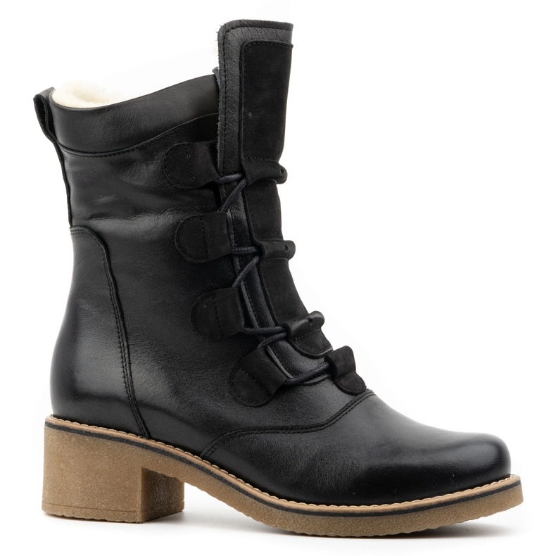Olivier Botas femininas elegantes de couro com isolamento de lã 317BB, pretas preto