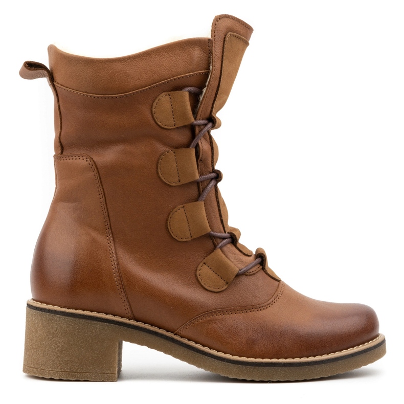 Olivier Botas femininas elegantes de couro forradas com lã marrom 317BB castanho
