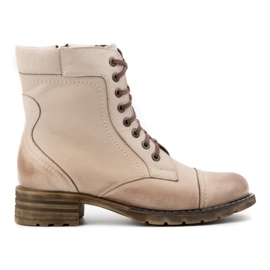 Olivier Botas femininas de couro, botas de inverno com isolamento, 226BB, bege