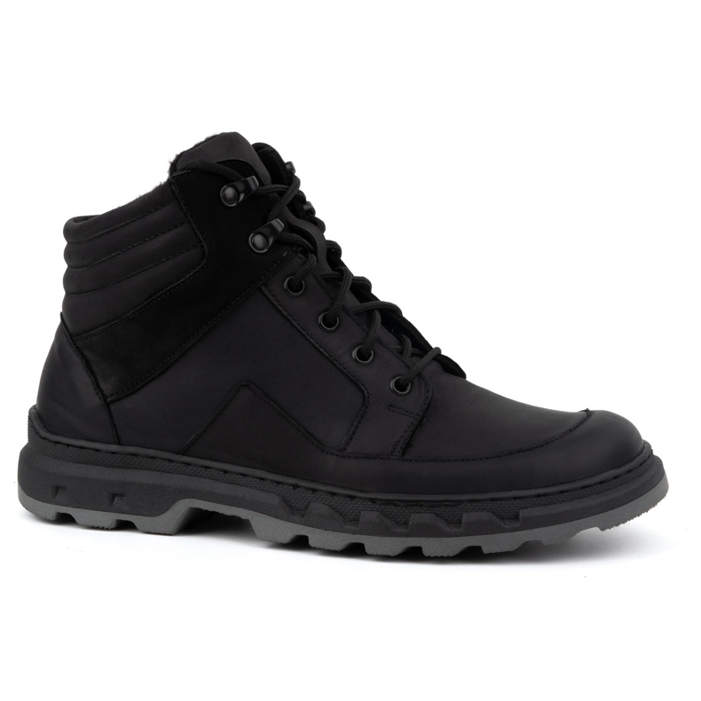Botas masculinas de couro de inverno com cordões WASAK 0220 pretas preto