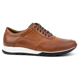 Olivier Sapatos casuais esportivos de couro masculino 902KNT Axe marrom