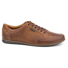 Olivier Sapatos casuais masculinos de couro 410KNT marrom