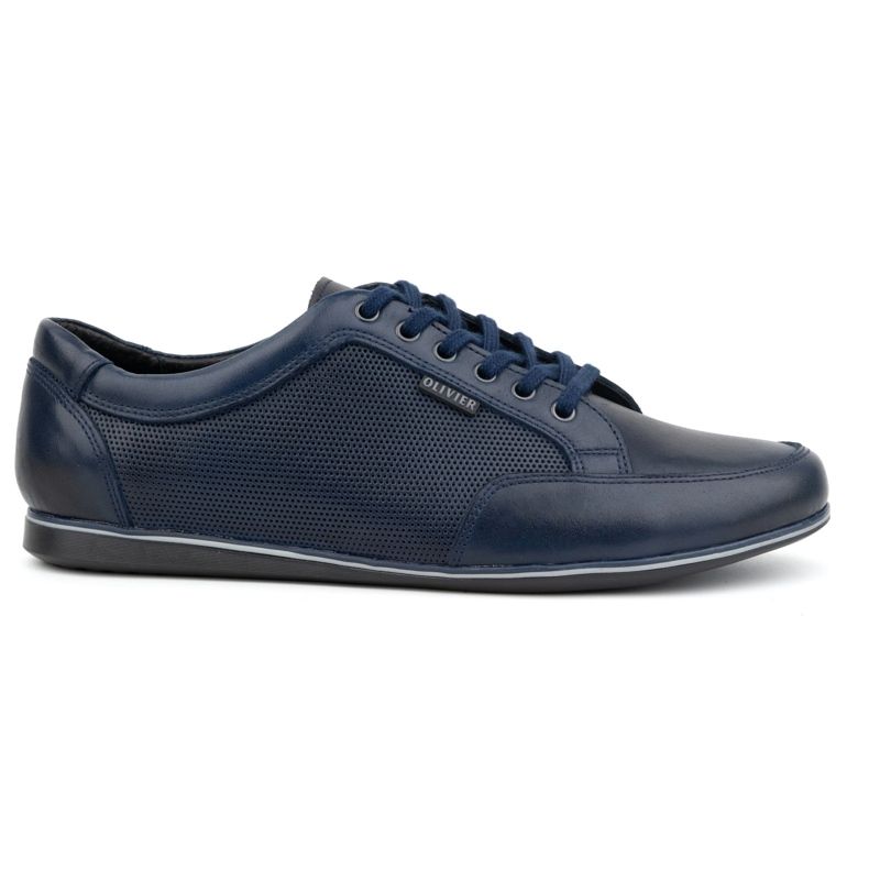 Olivier Sapatos casuais masculinos de couro 410KNT, azul marinho