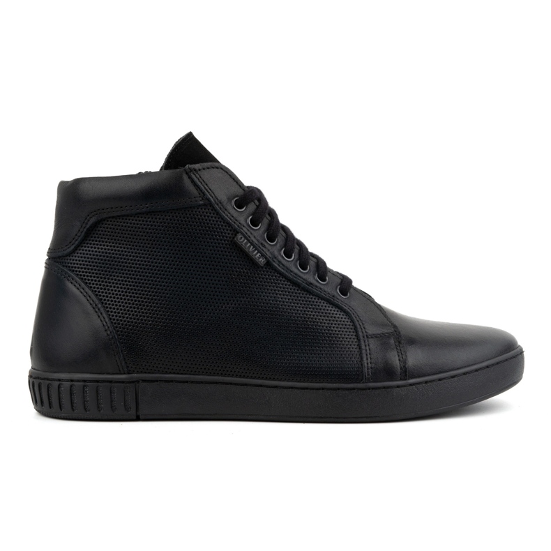 Olivier Sapatos masculinos de couro, botas Chelsea, tênis de cano alto, 427KNT, preto