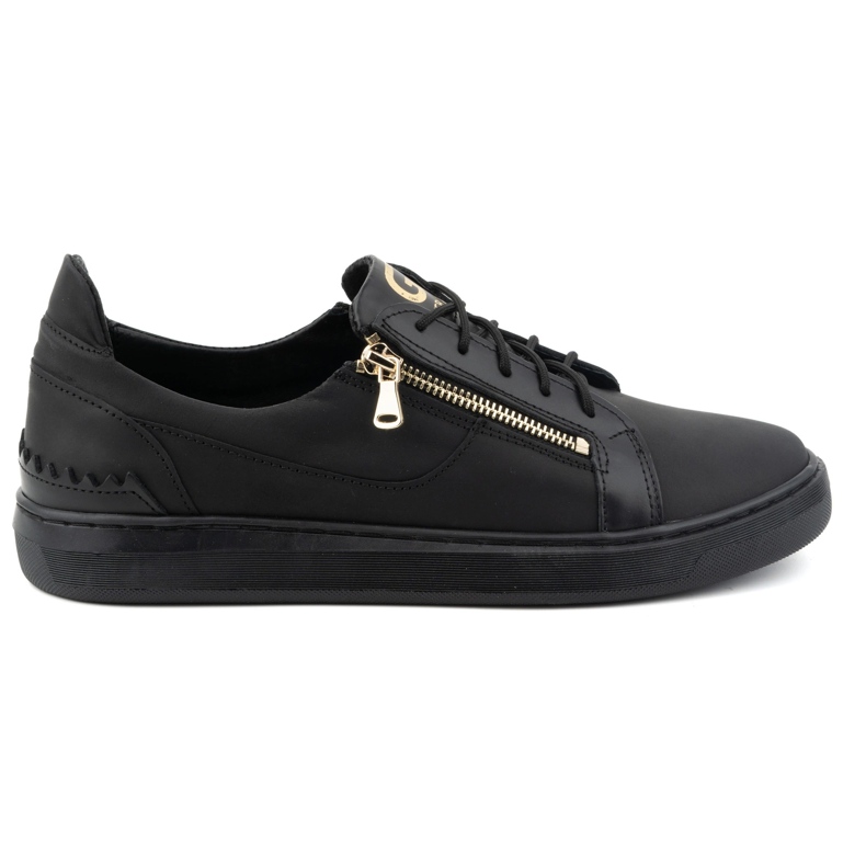 Sapatos casuais masculinos em couro natural POLBUT 2125, preto