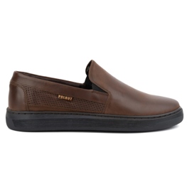 Sapatos masculinos em couro natural POLBUT 2124P, marrom