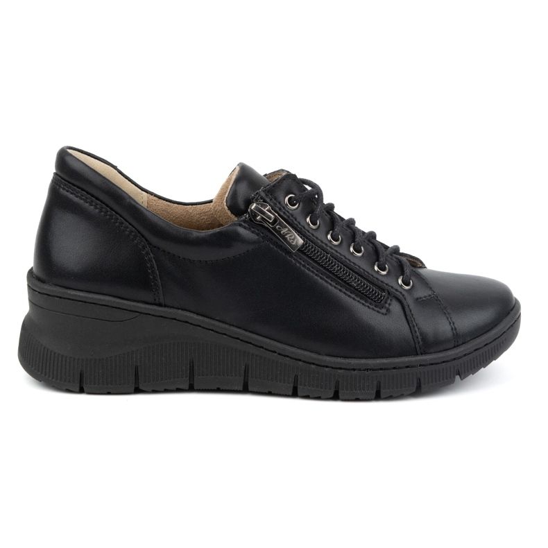 Olivier Sapatos femininos de couro com sola grossa 1236, pretos