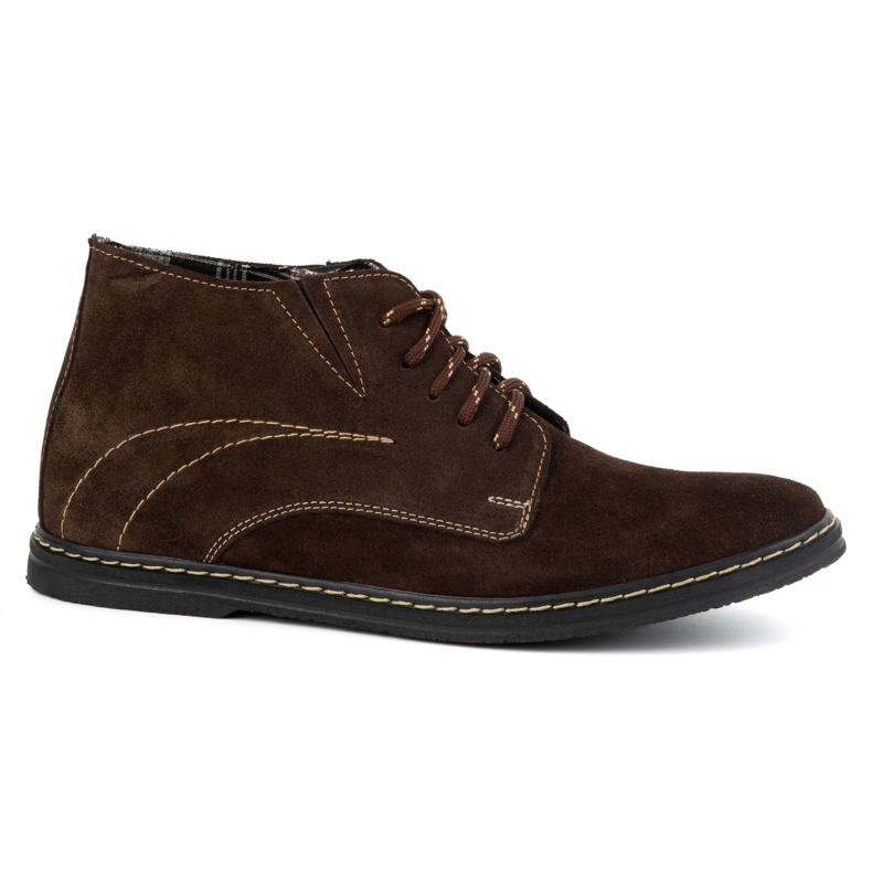 Olivier Botas masculinas Chelsea com cadarço 307lu marrom castanho