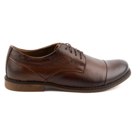 Olivier Sapatos masculinos de couro curtos com cadarço 7155DT castanho marrom