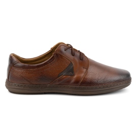 Olivier Sapatos masculinos de couro curtos com cadarço 7061DT castanho marrom