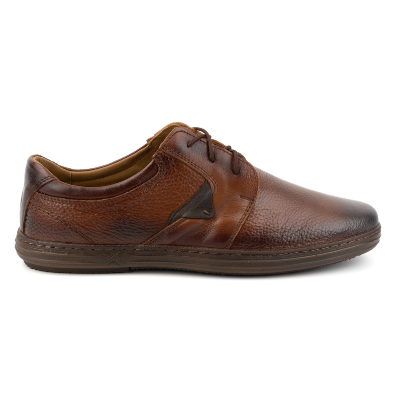 Olivier Sapatos masculinos de couro curtos com cadarço 7061DT castanho