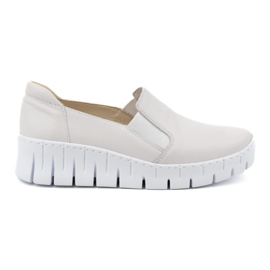 WASAK Sapatos femininos de couro, sapatos slip-on 0721W, branco