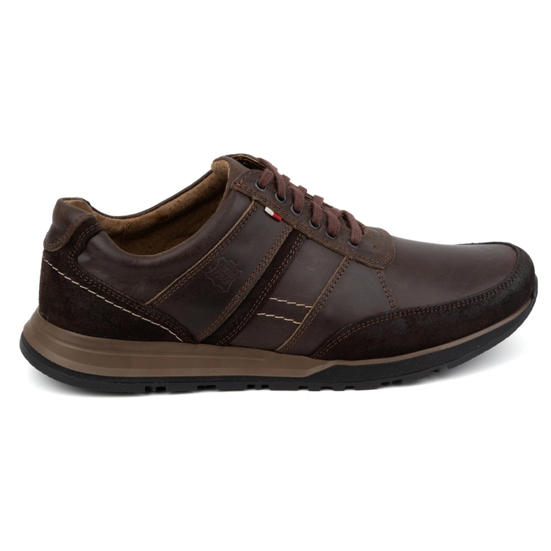 Olivier Sapatos masculinos de couro com atacadores Sport Style 310GT castanho