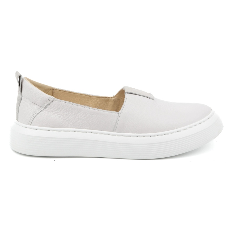 WASAK Sapatos femininos de couro, sapatos slip-on 0711W, branco