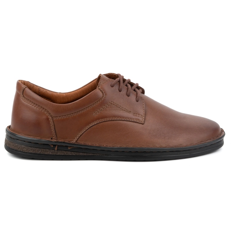 Olivier Sapatos clássicos masculinos casuais de couro com cordões 925A castanho