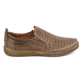 Olivier Mocassins slip-on masculinos com aberturas para o verão 590MP, marrom