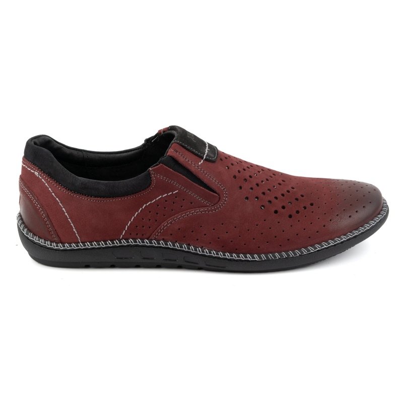 Joker Sapatos masculinos, mocassins de couro 937L, bordô vermelho