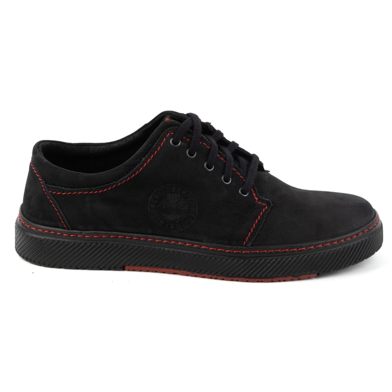 Joker Sapatos casuais masculinos de couro 894J, preto e vermelho