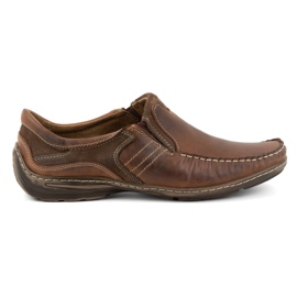 KOMODO Sapatos masculinos, mocassins de couro 627K, marrom