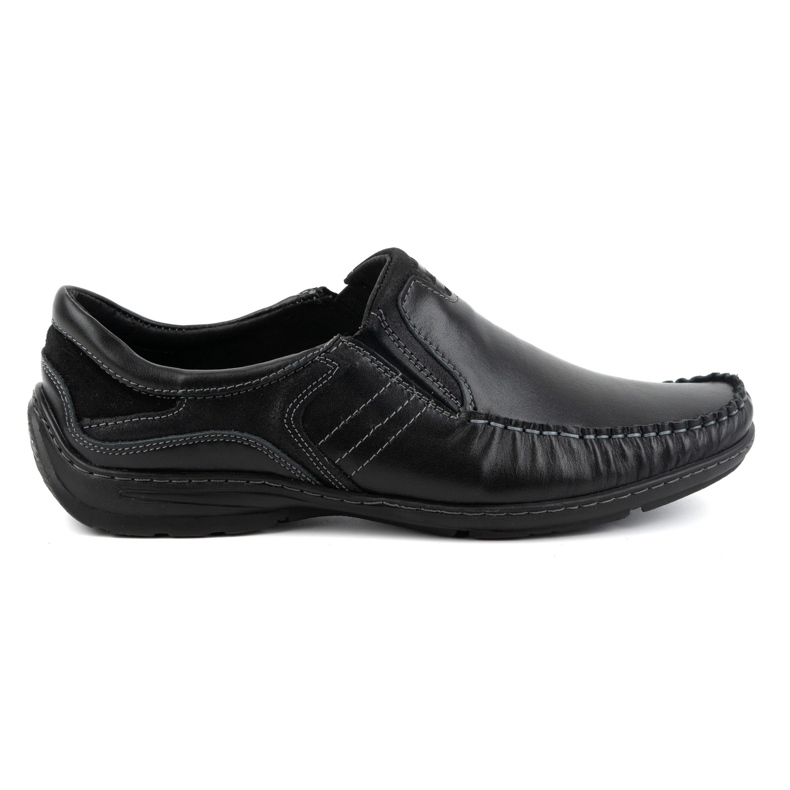 KOMODO Sapatos masculinos, mocassins de couro 627K, pretos