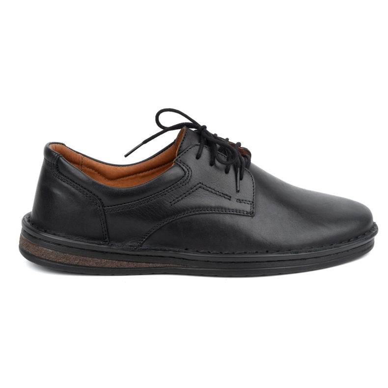 Olivier Sapatos clássicos masculinos casuais de couro com cordões 925A, pretos