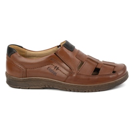 Kampol Sapatos casuais masculinos de couro 86KAM, grão marrom