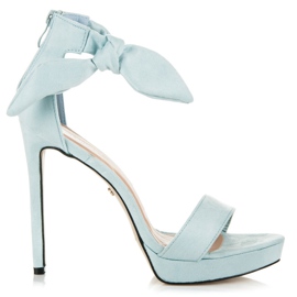 Ideal Shoes Sandália de camurça com laço azul