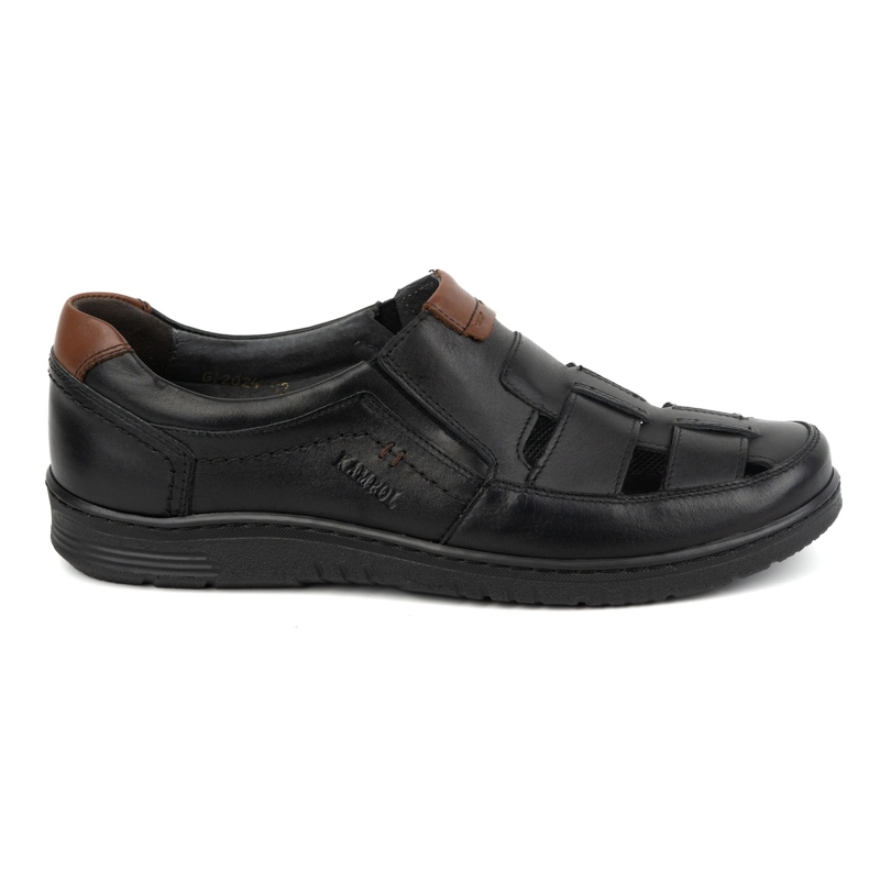 Kampol Sapatos casuais masculinos de couro 86KAM, pretos