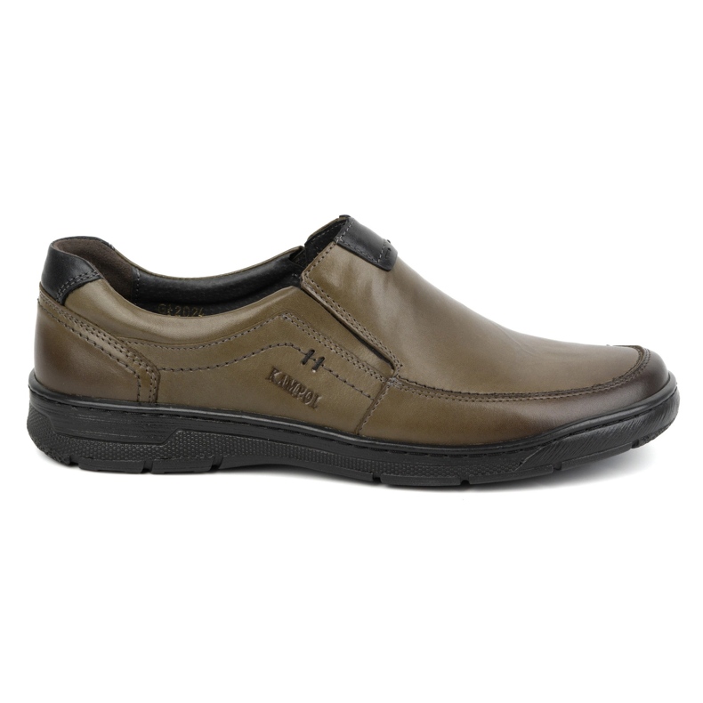 Kampol Sapatos casuais masculinos de couro 58KAM verde-oliva