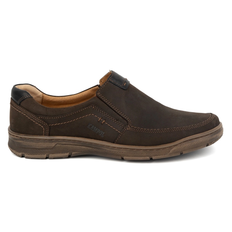 Kampol Sapatos casuais masculinos de couro 58KAM castanho